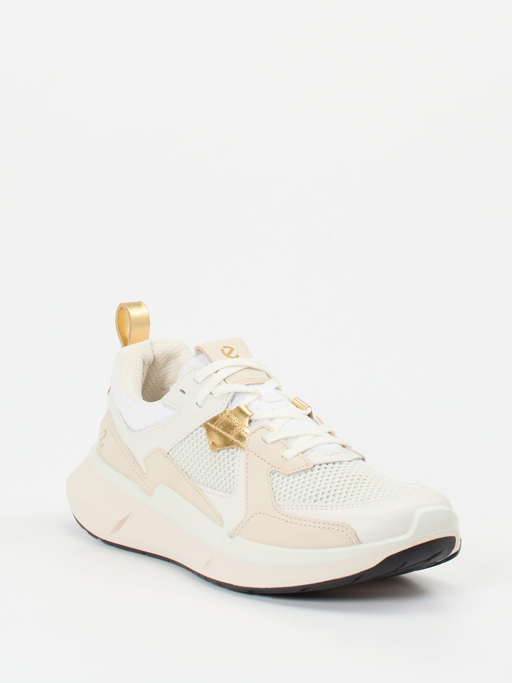 Ecco – Sneaker aus Kalbleder und Mesh Cremeweiß