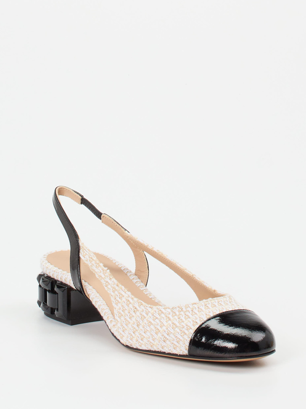 Konstantin Starke – Slingpumps aus Tweed und Lackleder Beige