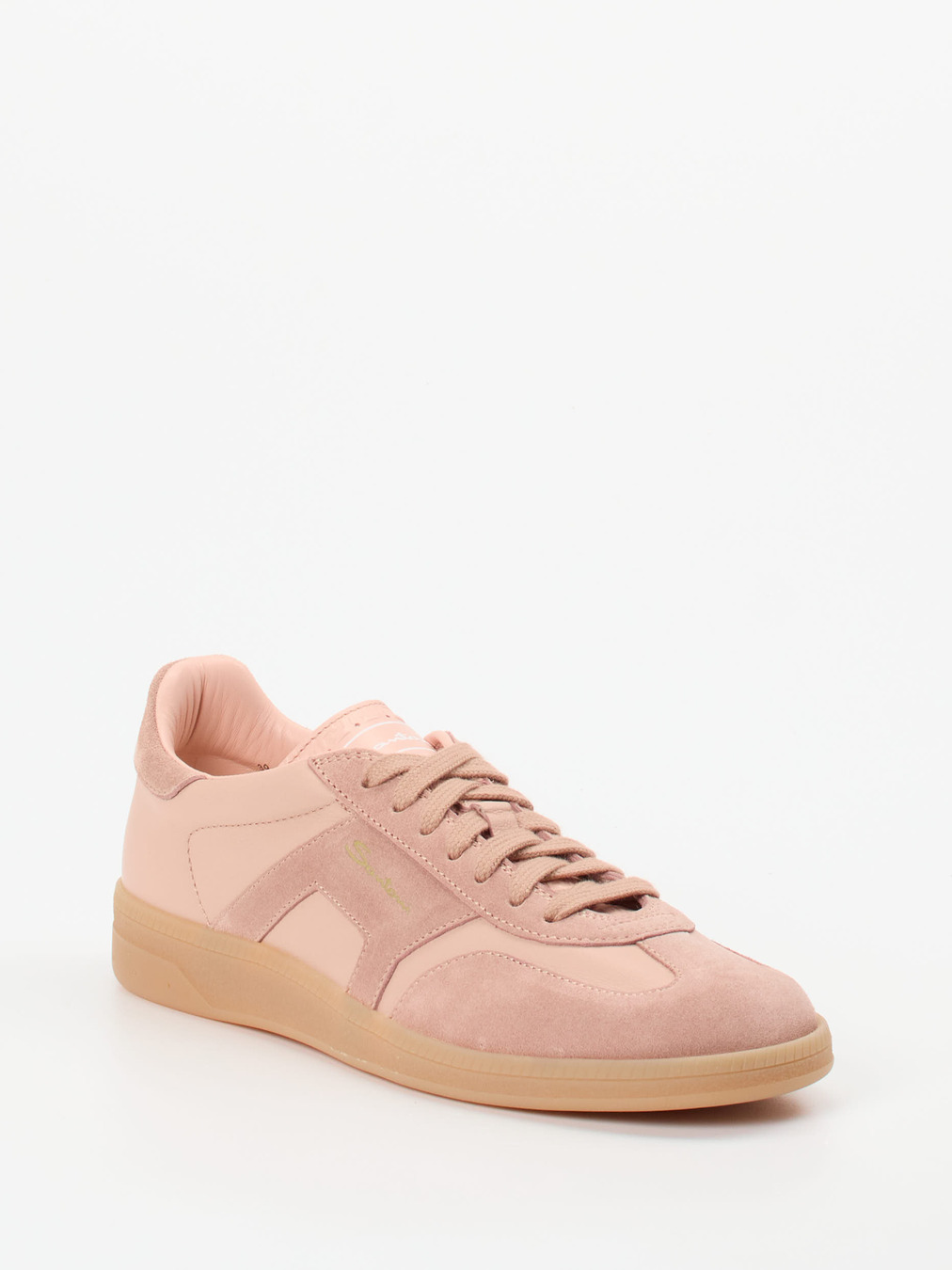 Santoni – Sneaker aus Veloursleder in Altrosa