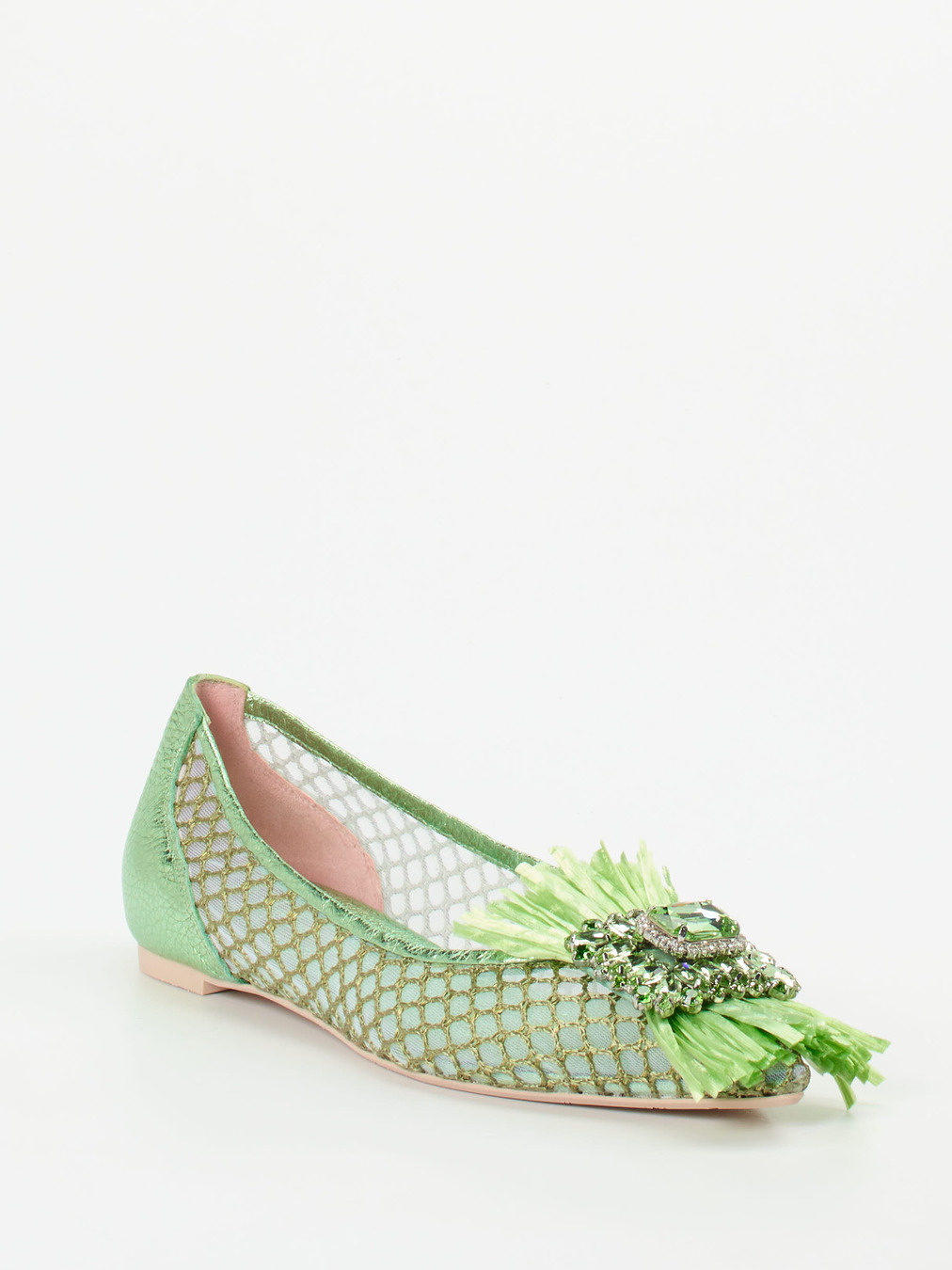 RAS – Ballerinas aus Metallicleder und Mesh Mintgrün