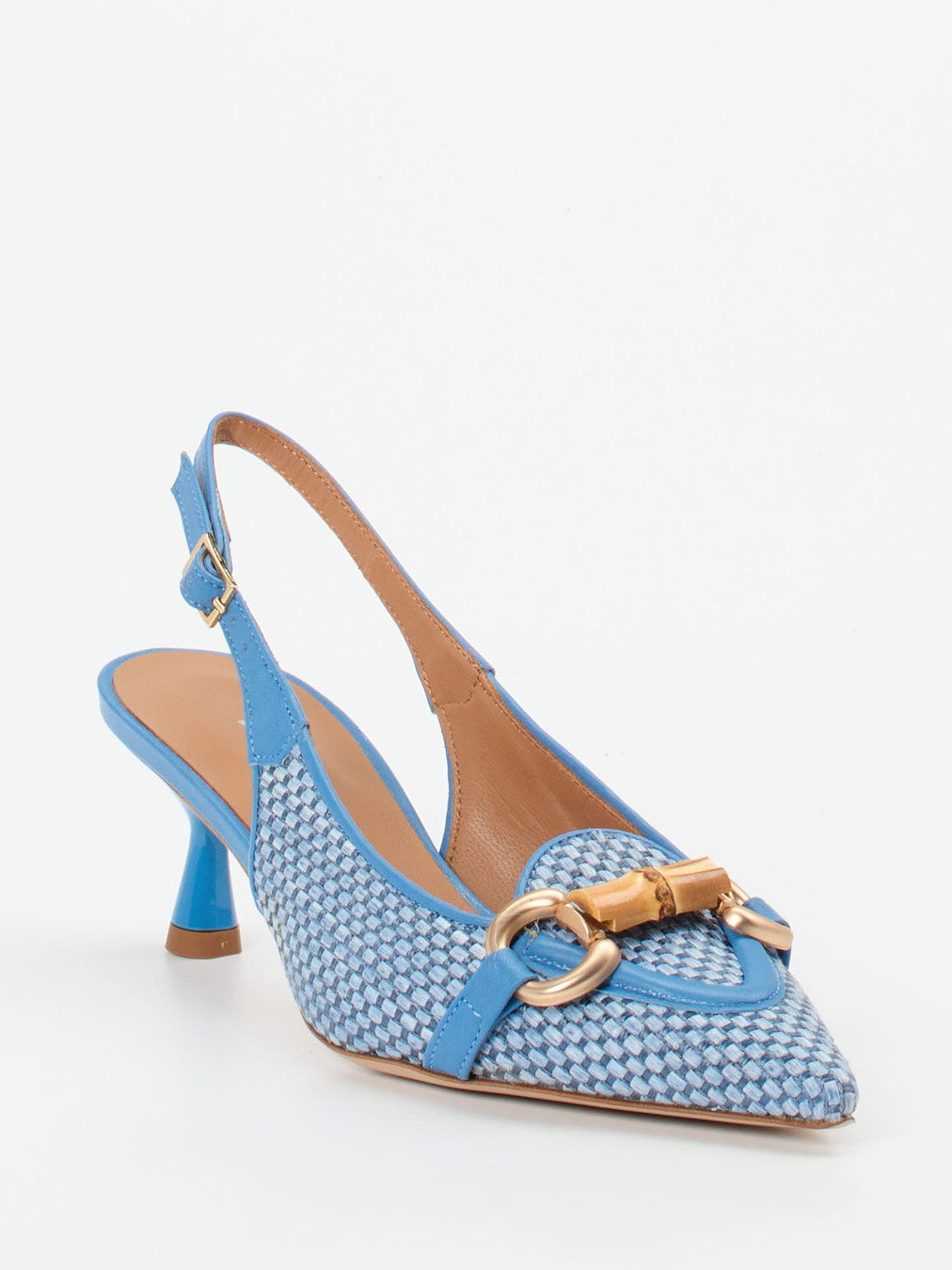 Andrea Puccini – Slingback-Pumps aus Bast in Blau