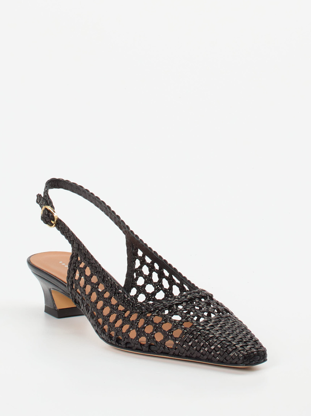 Andrea Puccini – Slingback-Pumps aus Flechtleder schwarz
