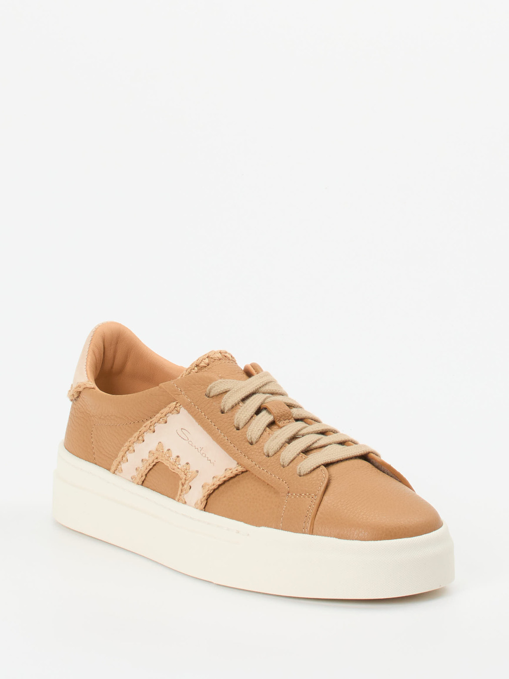 Santoni – Sneaker aus Kalbleder in Karamellbraun