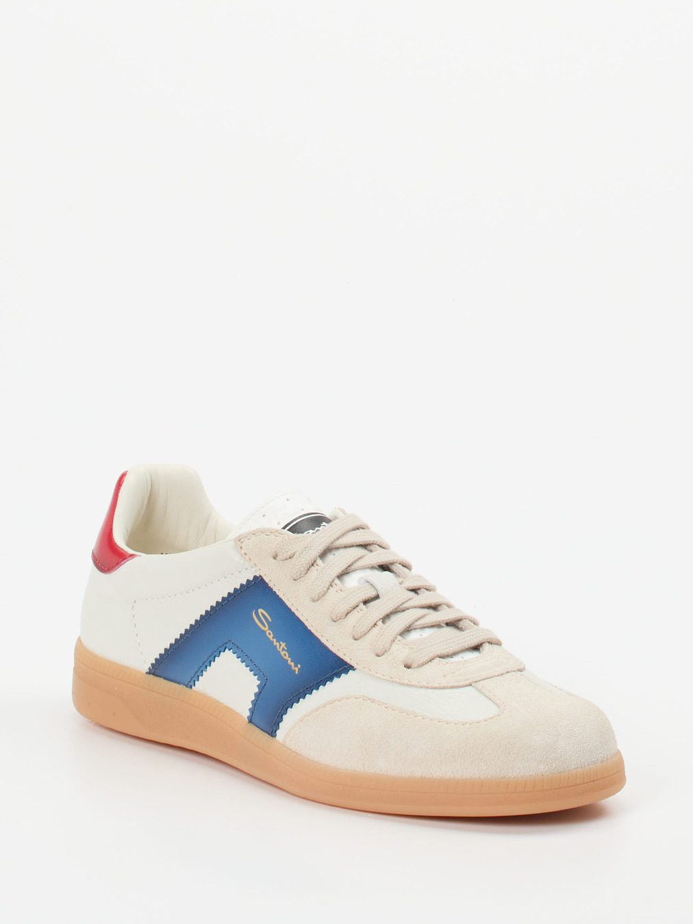 Santoni – Retro-Sneaker aus Kalbleder und Veloursleder