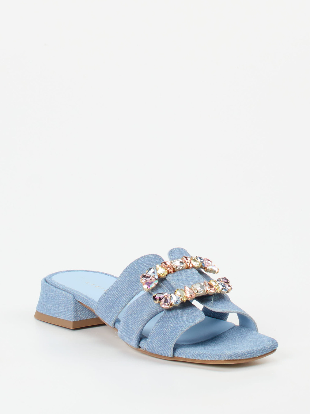 Andrea Puccini – Mules aus Veloursleder in Denim-Optik
