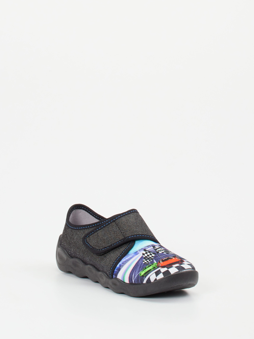 Superfit – Hausschuh aus Textil mit Rennwagenmotiv