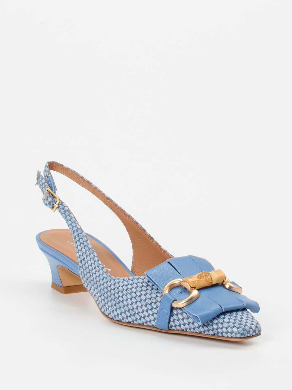 Andrea Puccini – Slingbacks aus Kalbleder geflochten hellblau