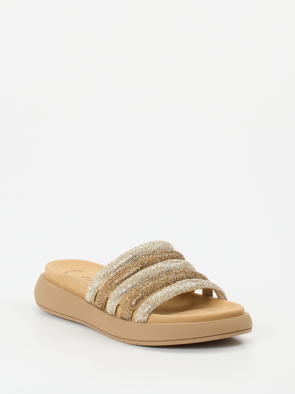 Gabor – Slides aus Metallicleder in Goldbeige