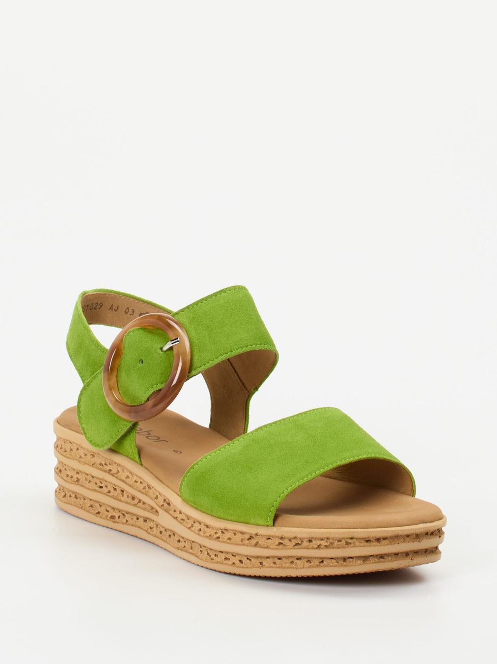Gabor – Keilsandalette aus Veloursleder grün