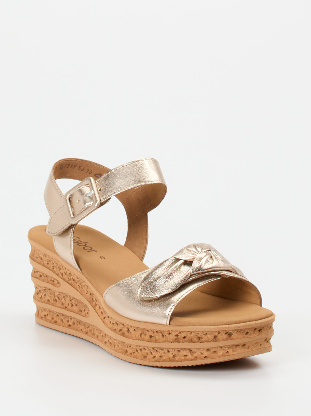 Gabor – Keilsandalette aus Metallicleder goldfarben