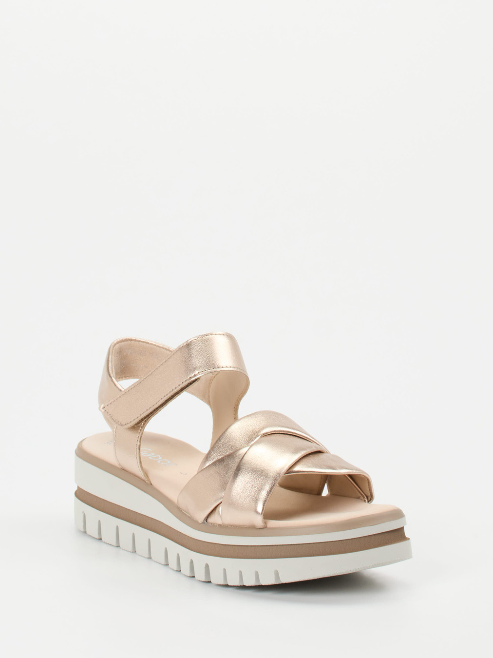 Gabor – Keilsandalette aus Metallicleder in Roségold