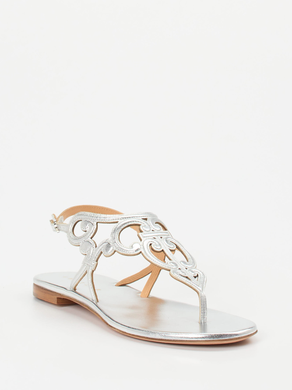 Unützer – Zehentrenner-Sandalen aus Lackleder silber