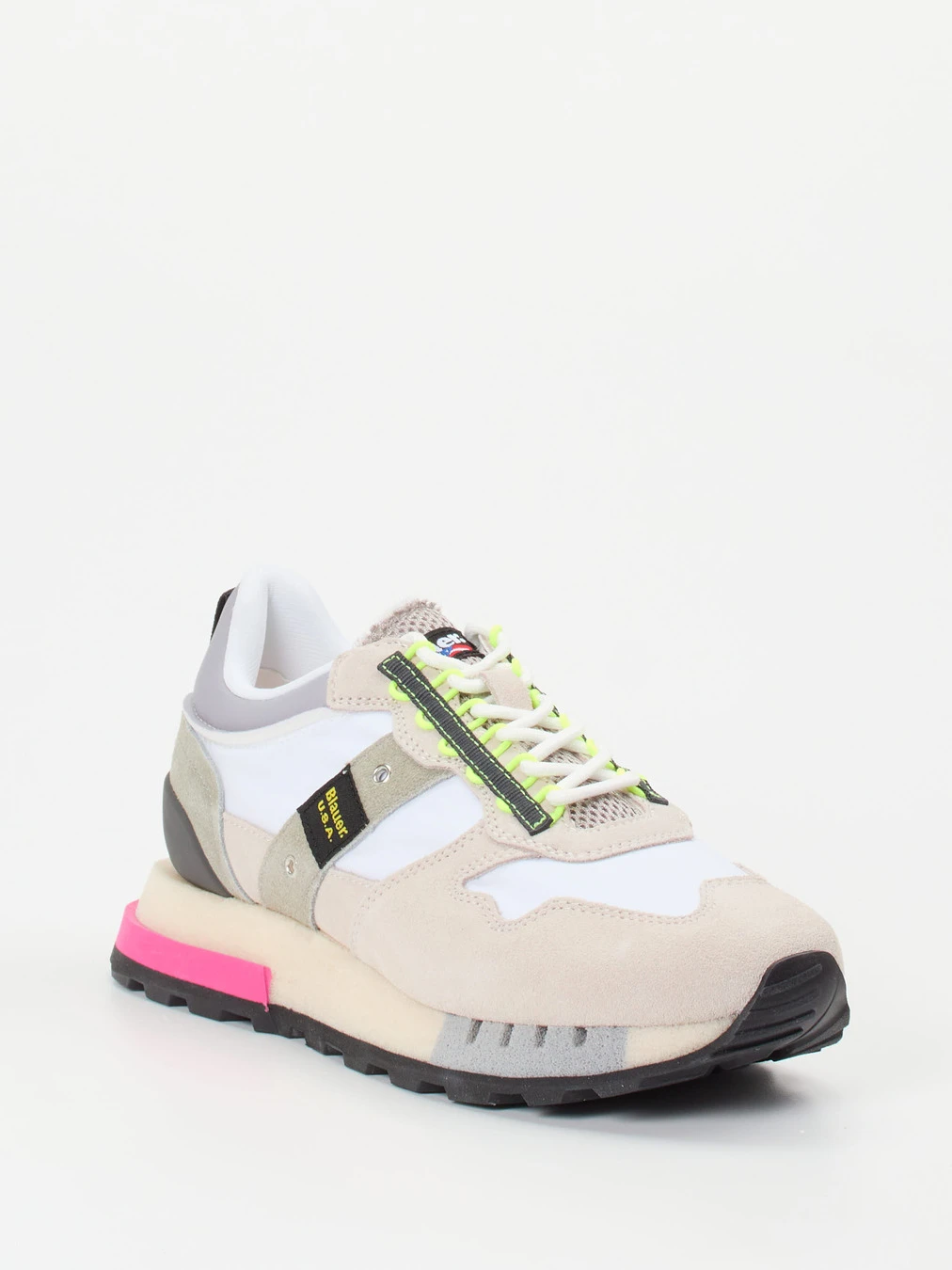 Blauer – Retro-Sneaker aus Veloursleder mit Neonakzent
