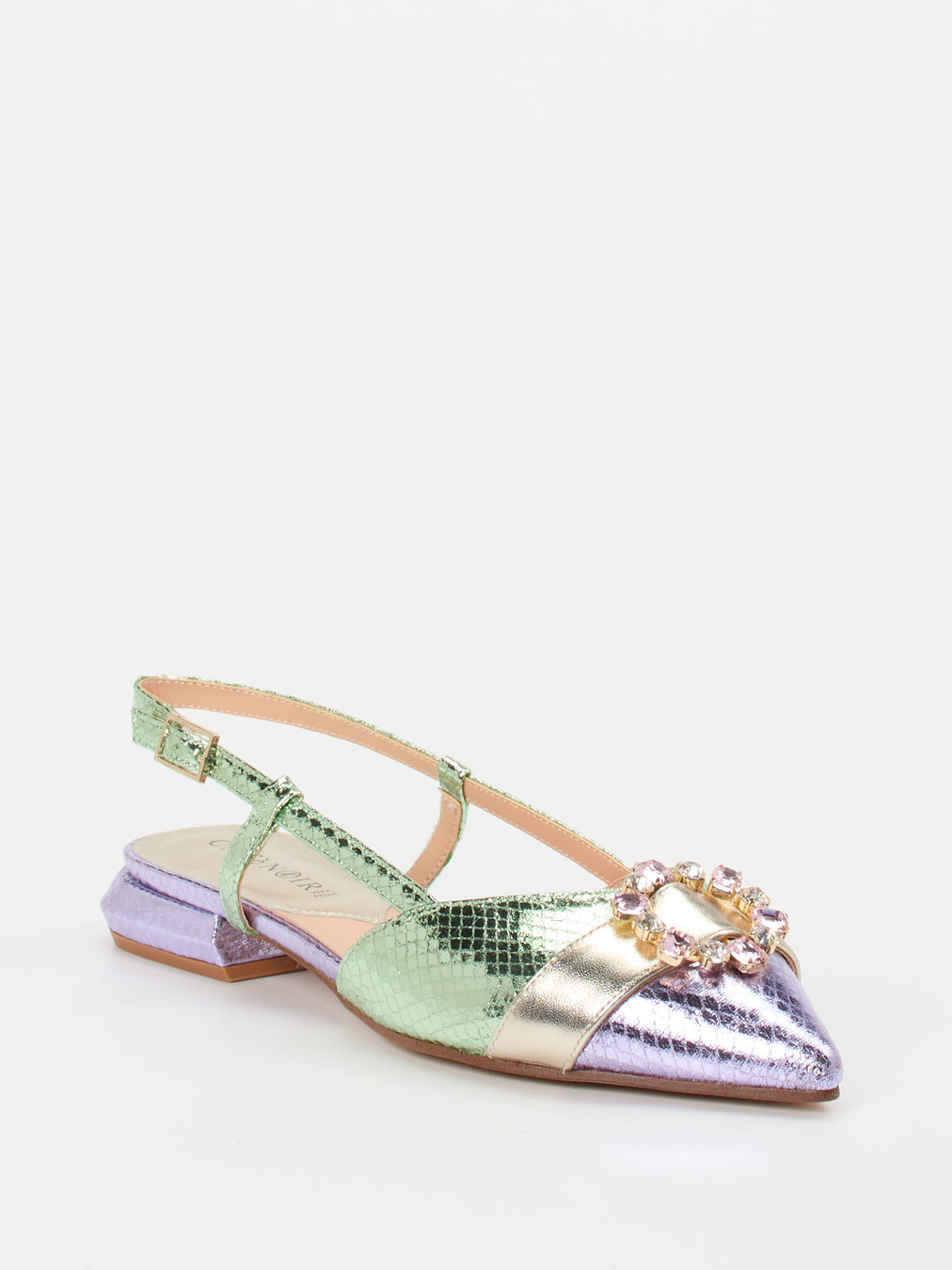 CAFèNOIR – Slingback-Ballerinas aus Metallicleder fliederfarben