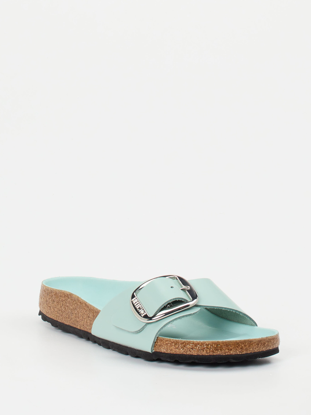 Birkenstock – Pantolette aus Hochglanzleder Mintgrün