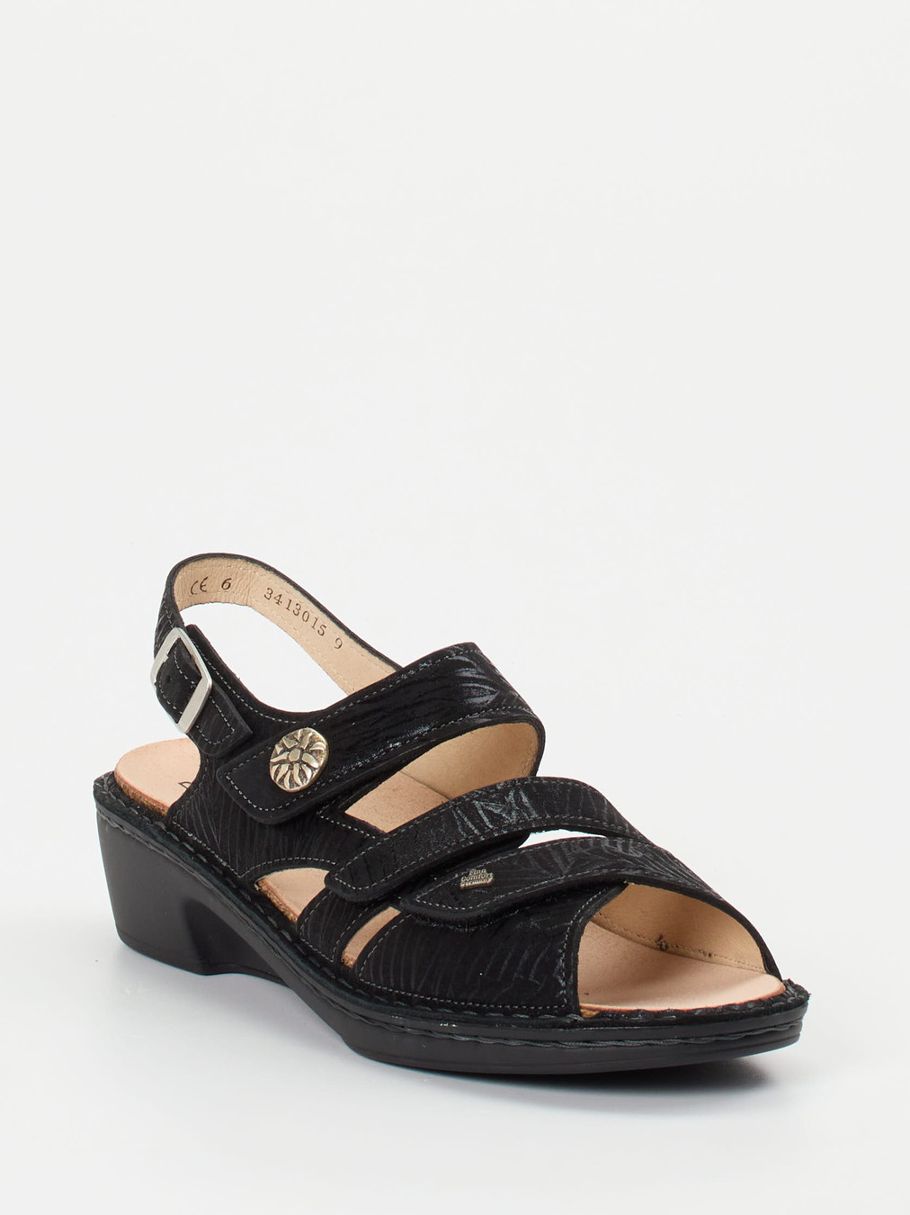 Finn Comfort – Sandalen aus geprägtem Leder Schwarz