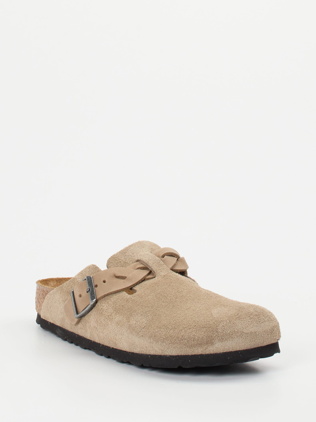 Birkenstock – Pantolette aus Veloursleder in Taupe