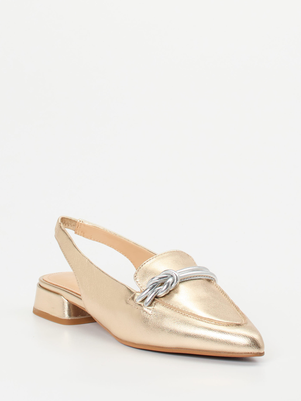 Maripé – Slingback-Loafer aus Metallicleder goldfarben