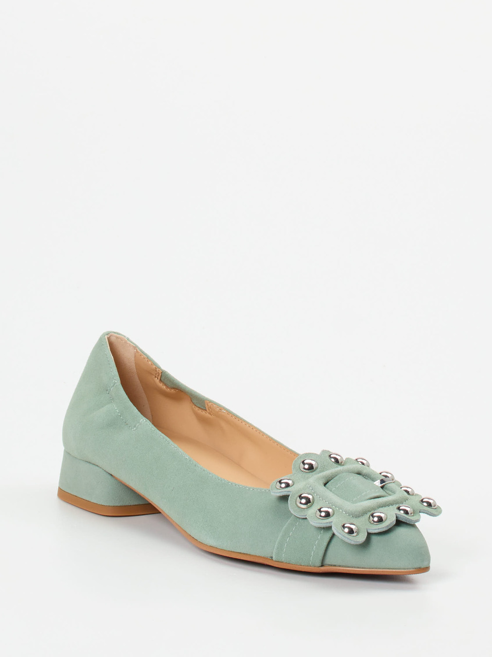 Maripé – Ballerinas aus Veloursleder Salbeigrün