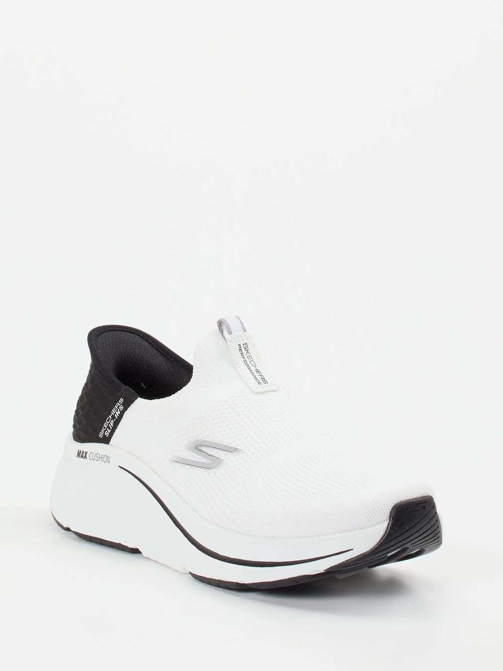 Skechers – Slip-On Sneaker aus gestricktem Textil weiß