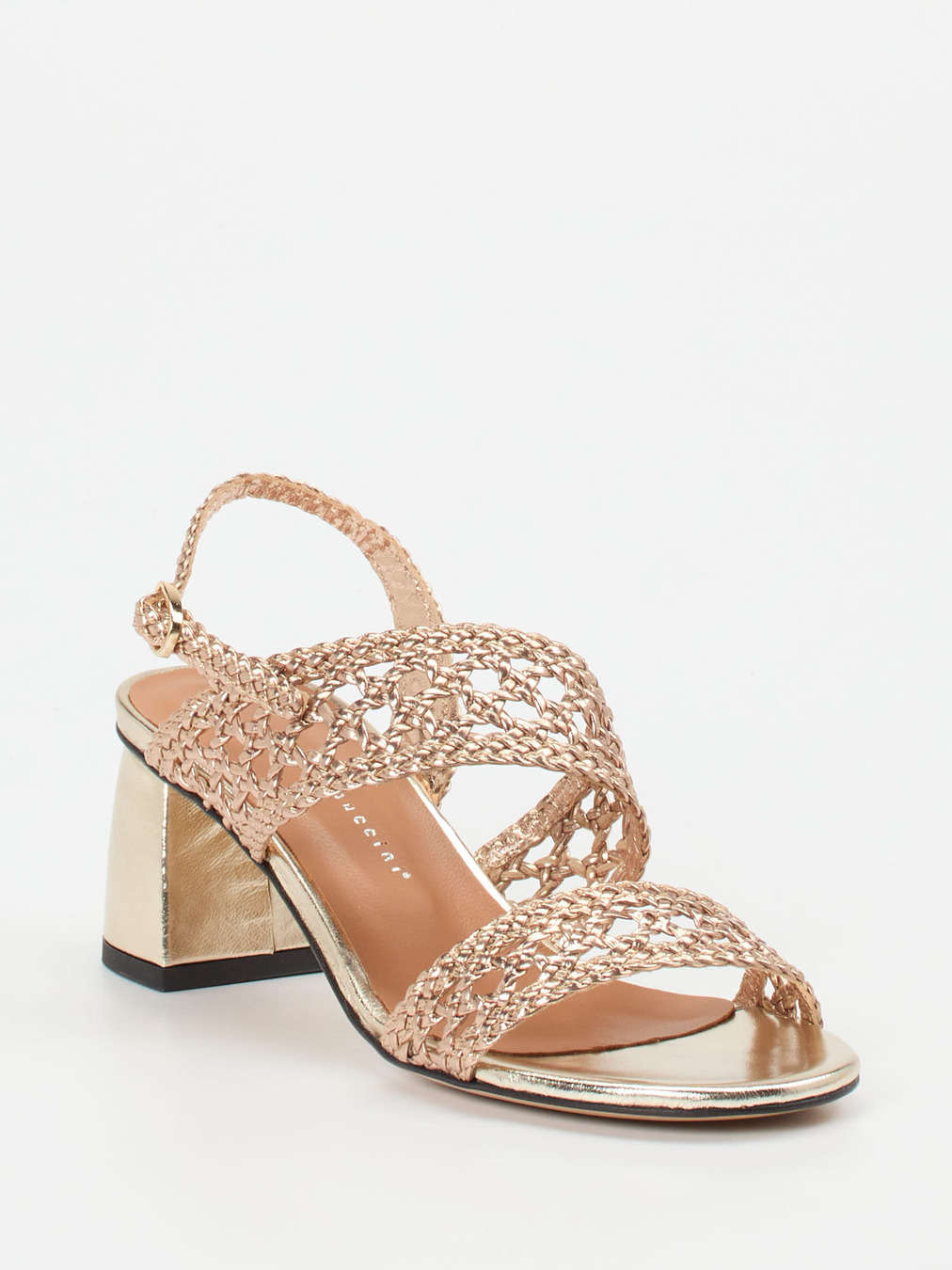 Andrea Puccini – Sandalette aus Metallicleder Roségold