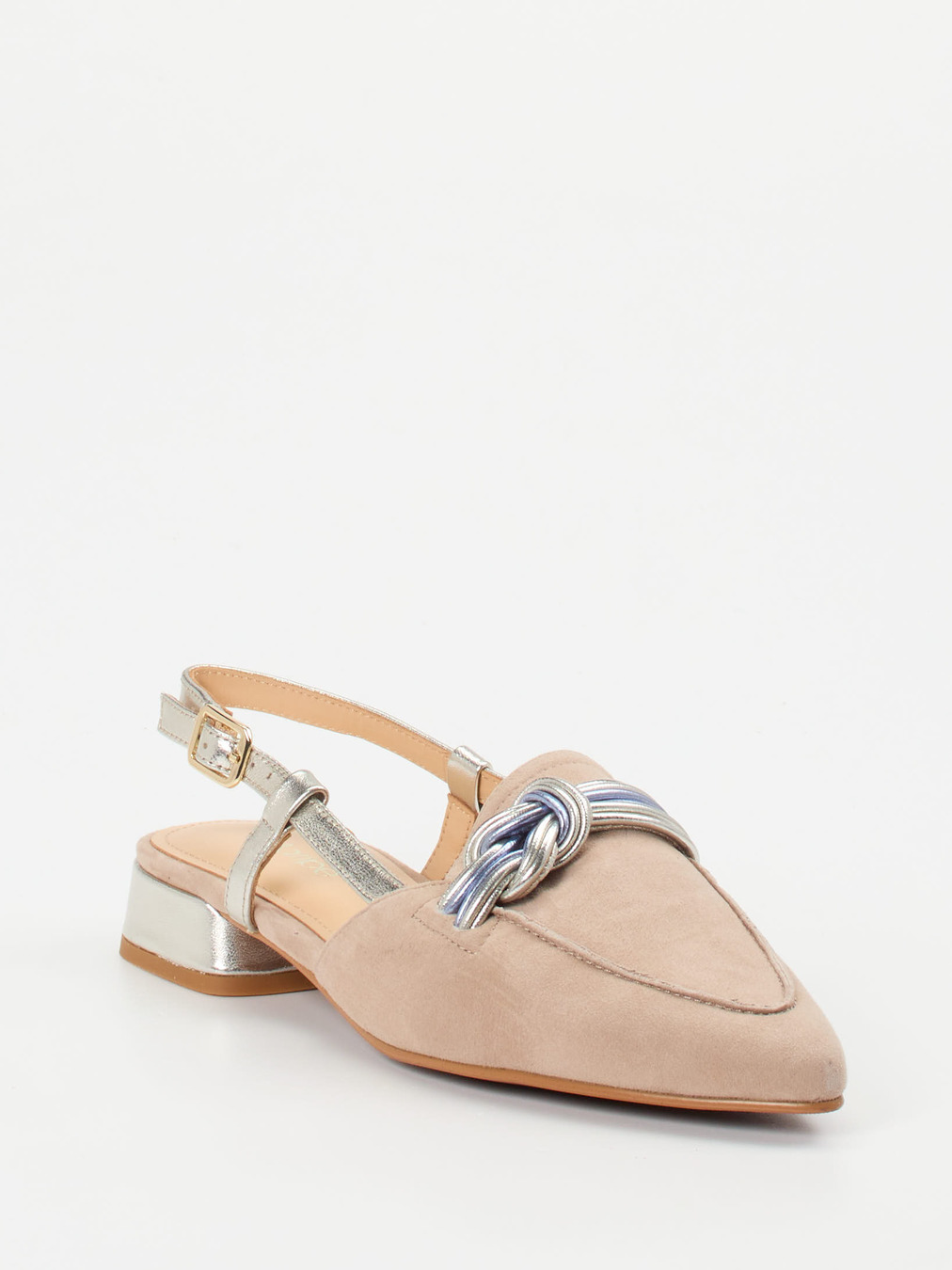 Maripé – Slingpumps aus Veloursleder Beige-Metallic