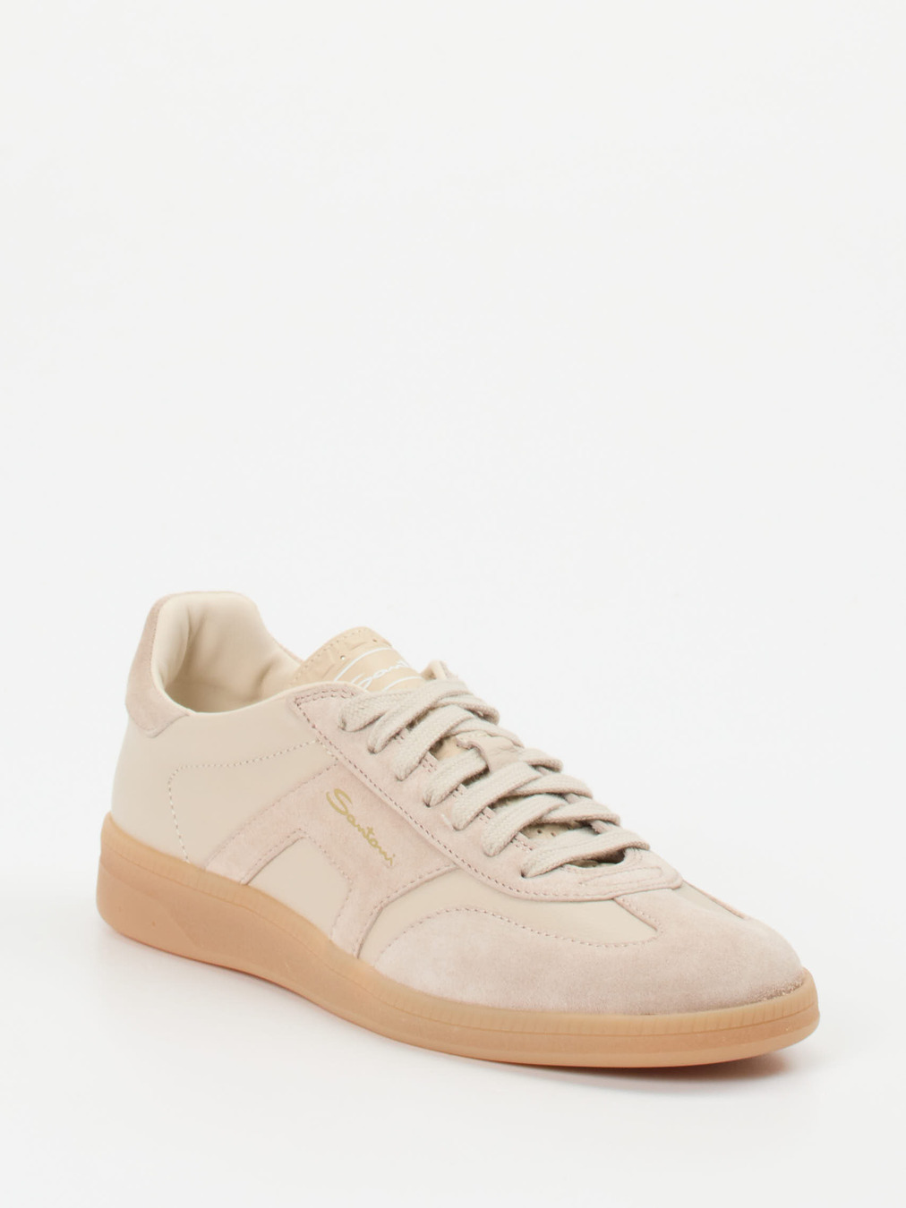 Santoni – Sneaker aus Veloursleder Beige