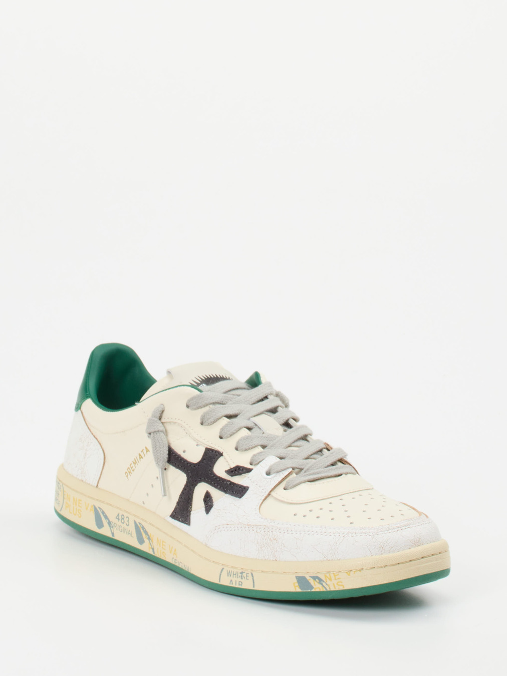 Premiata – Sneaker aus Kalbleder in Beige-Grün