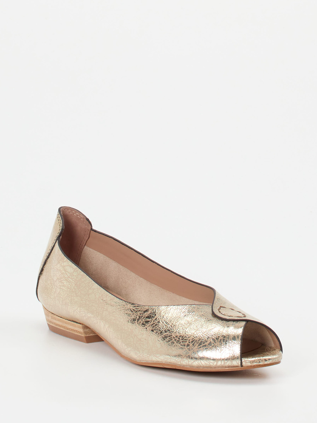 Ginger & Glove – Peep-Toe-Ballerinas aus Metallicleder Gold