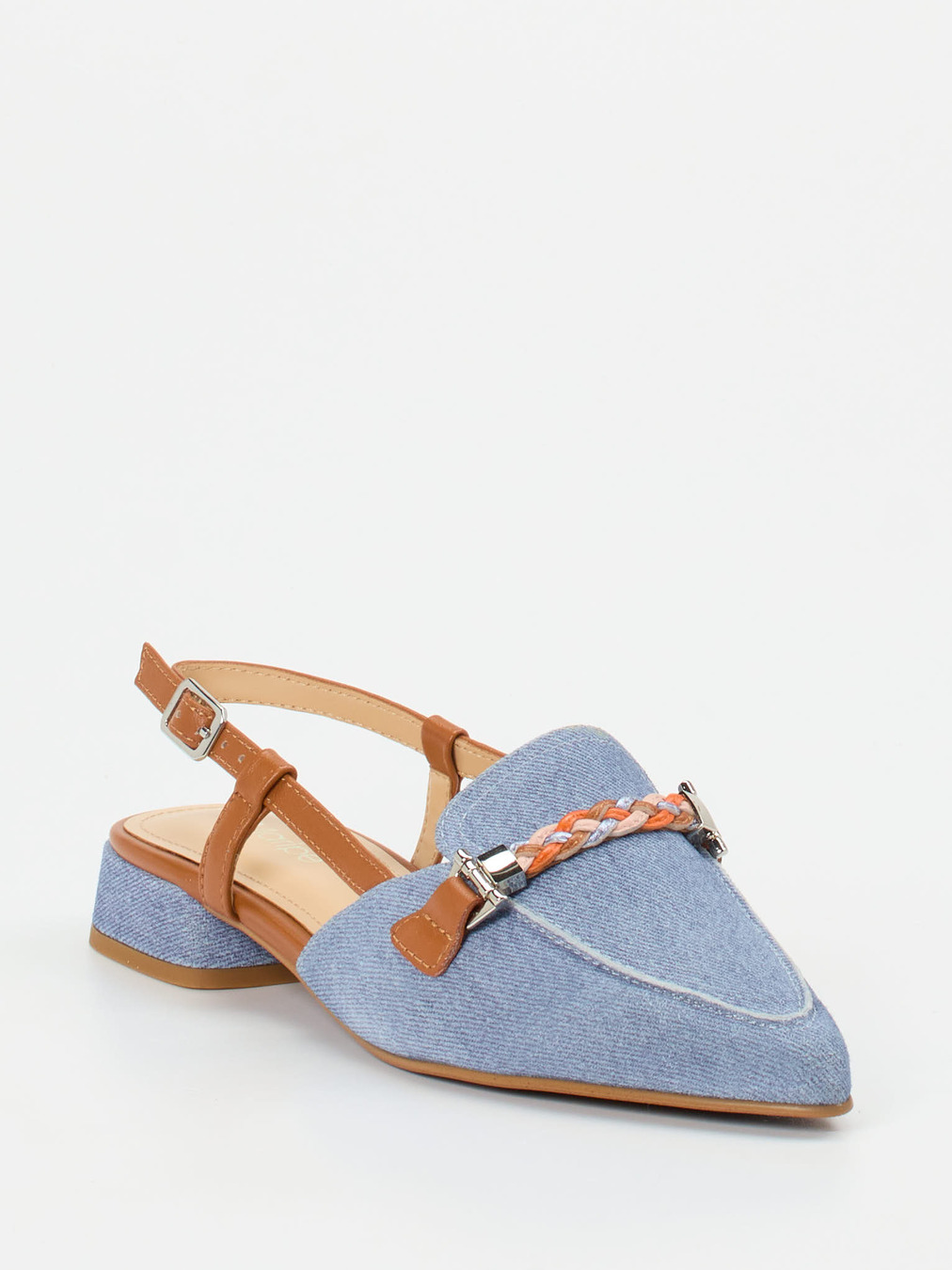 Maripé – Slingback-Loafer aus Veloursleder jeansblau