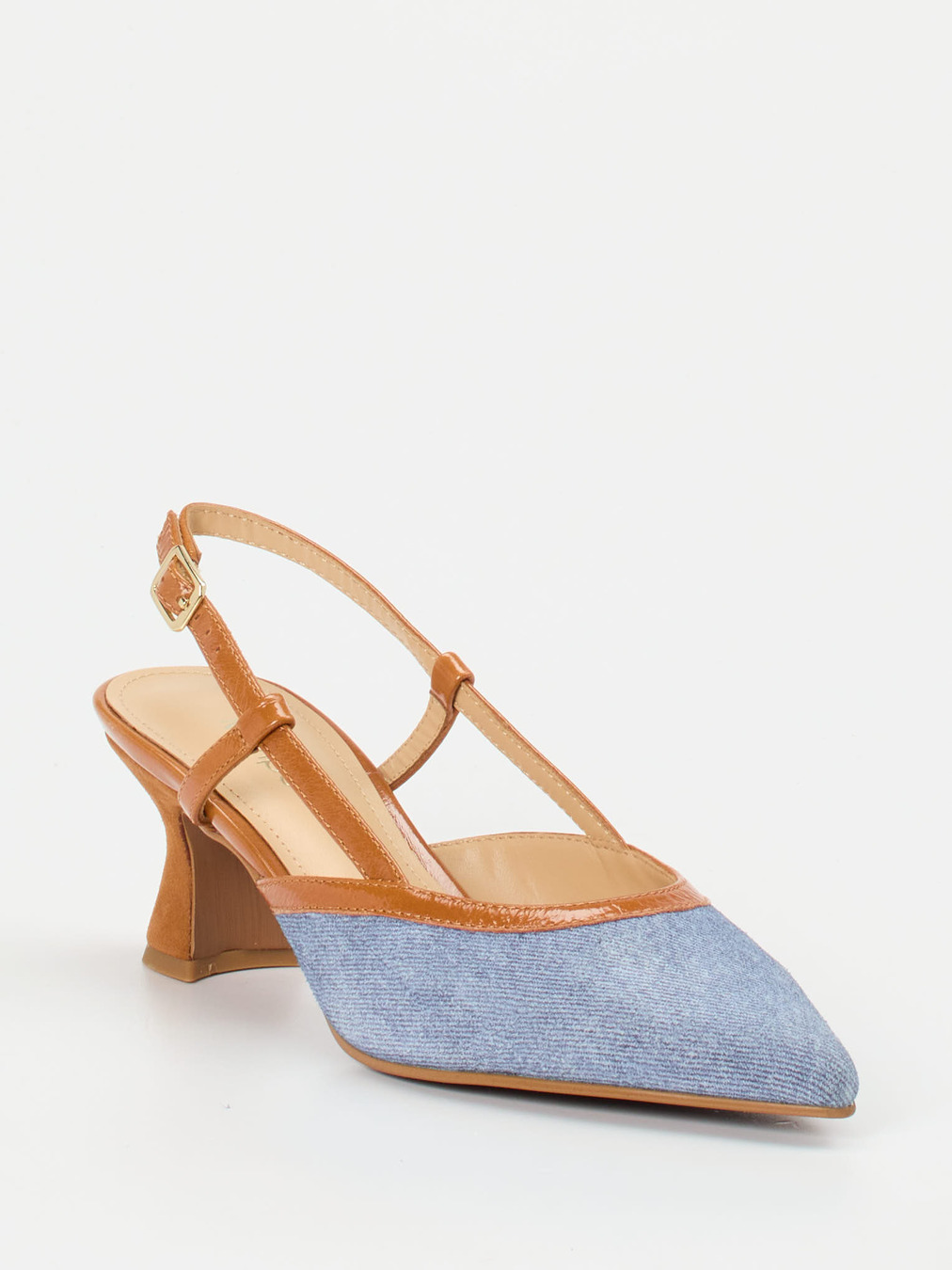Maripé – Slingback-Pumps aus Veloursleder Denim