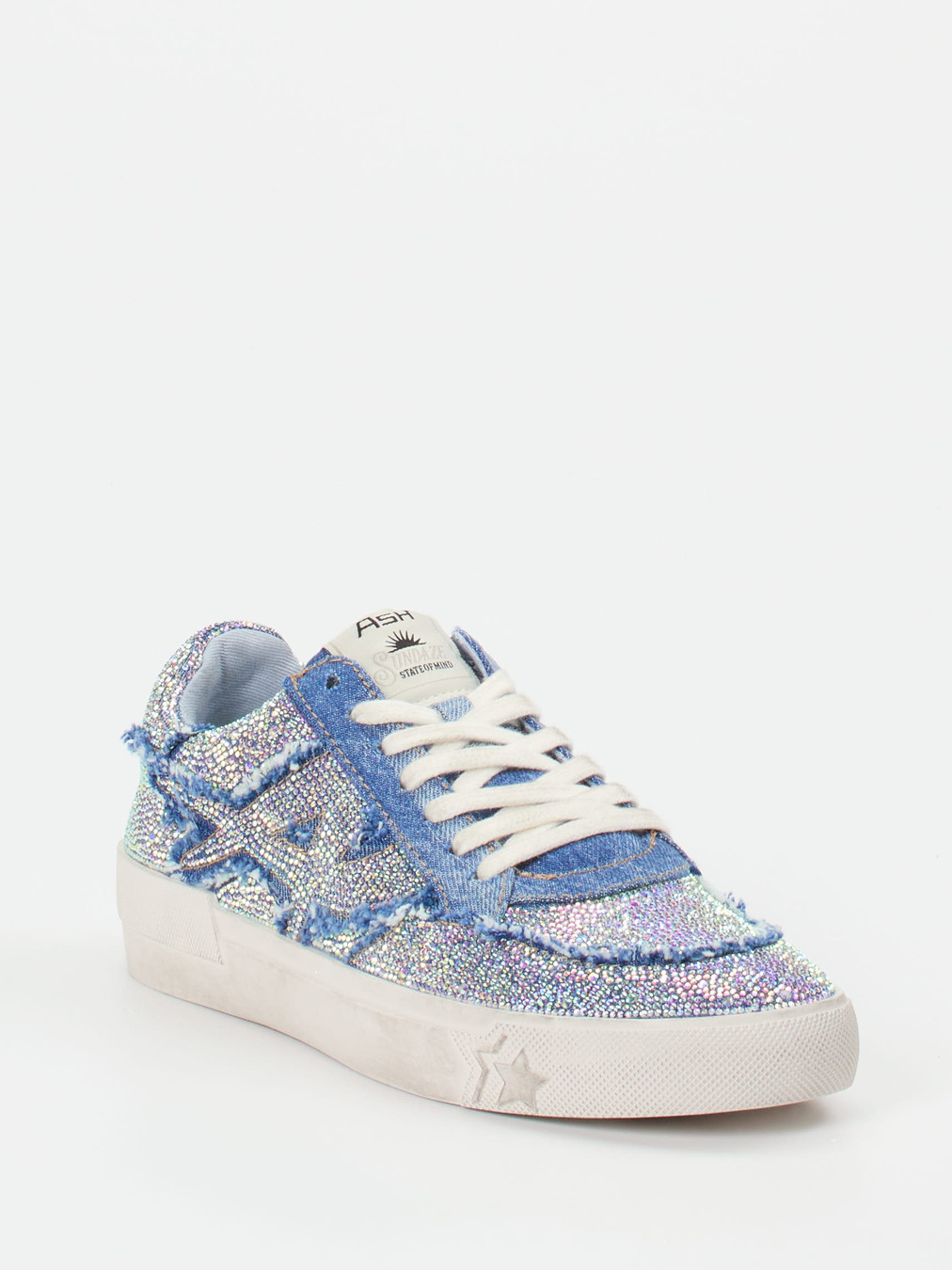 ASH – Sneaker aus Metallic und Denim Himmelblau