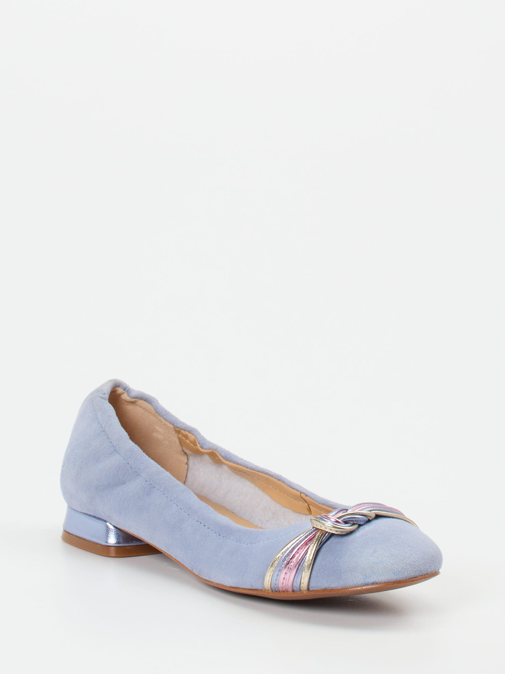 Maripé – Ballerinas aus Veloursleder Pastellblau