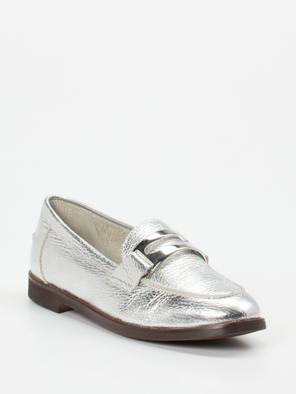 Andrea Puccini – Loafer aus Metallicleder silber