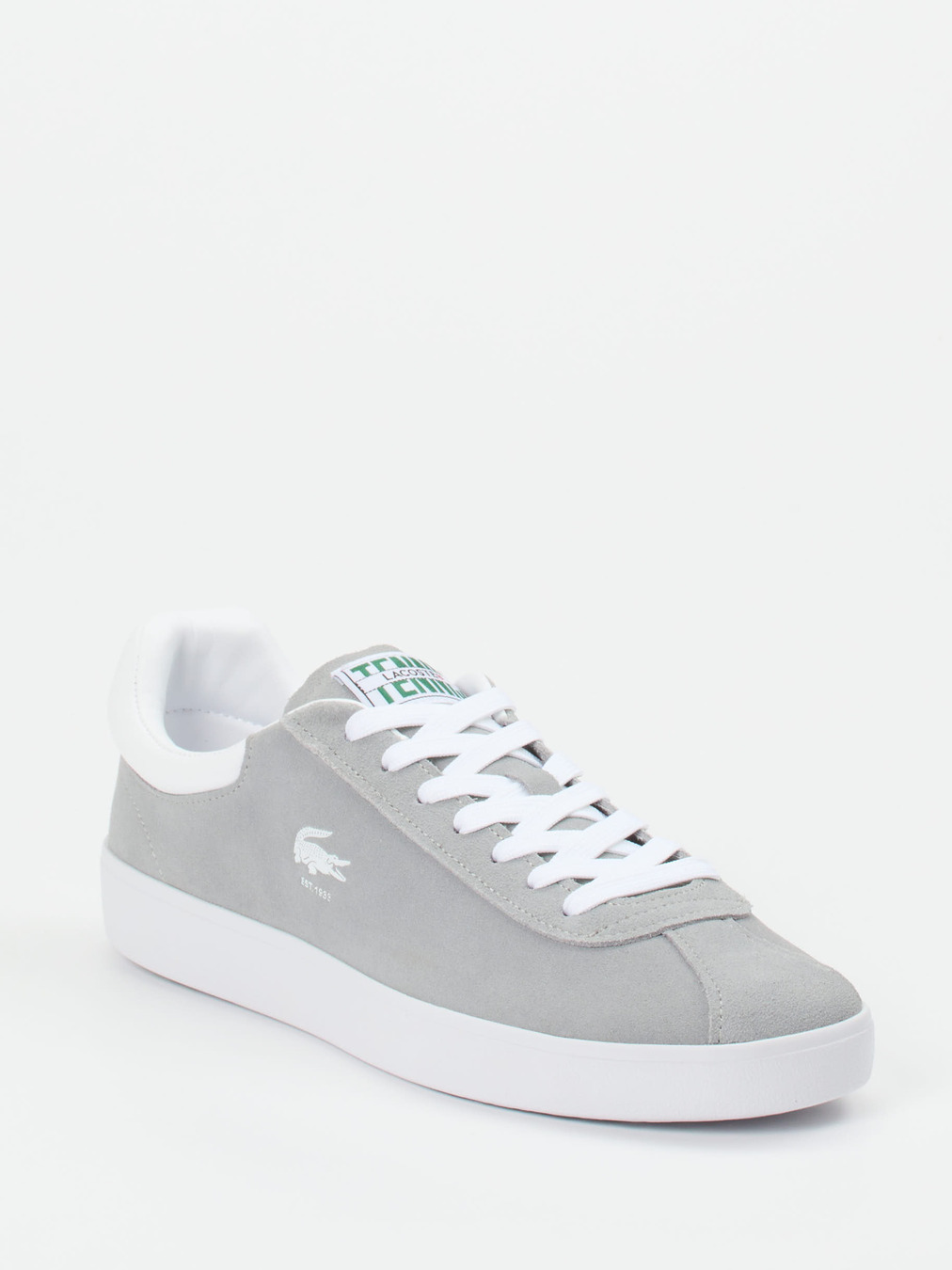 Lacoste – Sneaker aus Veloursleder in Hellgrau