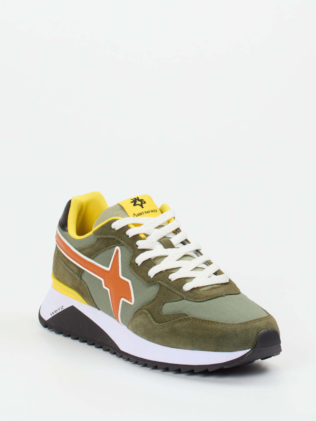 W6YZ – Retro-Sneaker aus Veloursleder Olivgrün