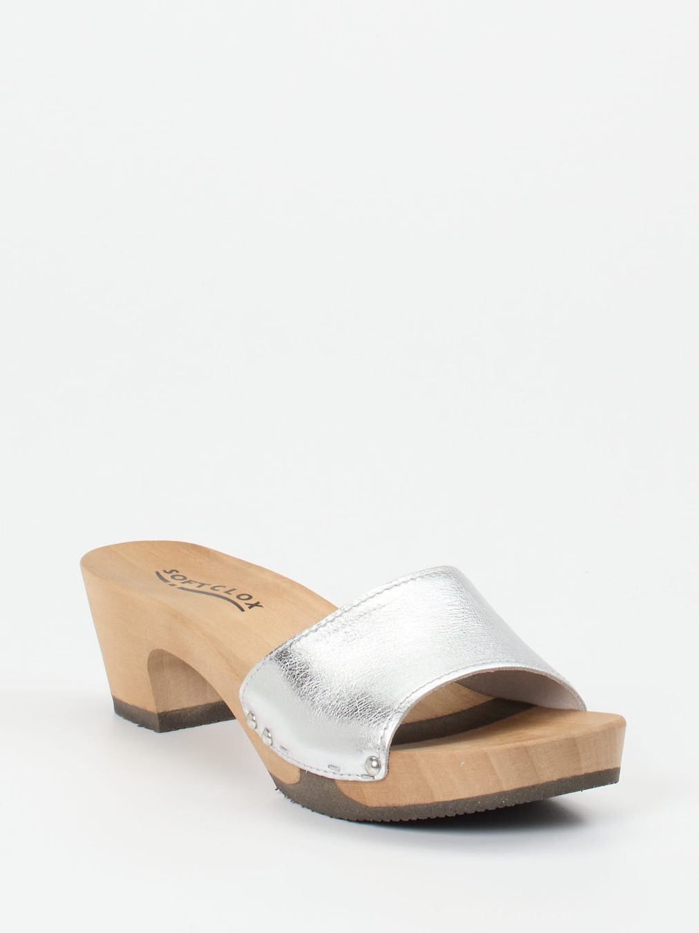 Softclox – Clogs aus Metallicleder mit Holzsohle