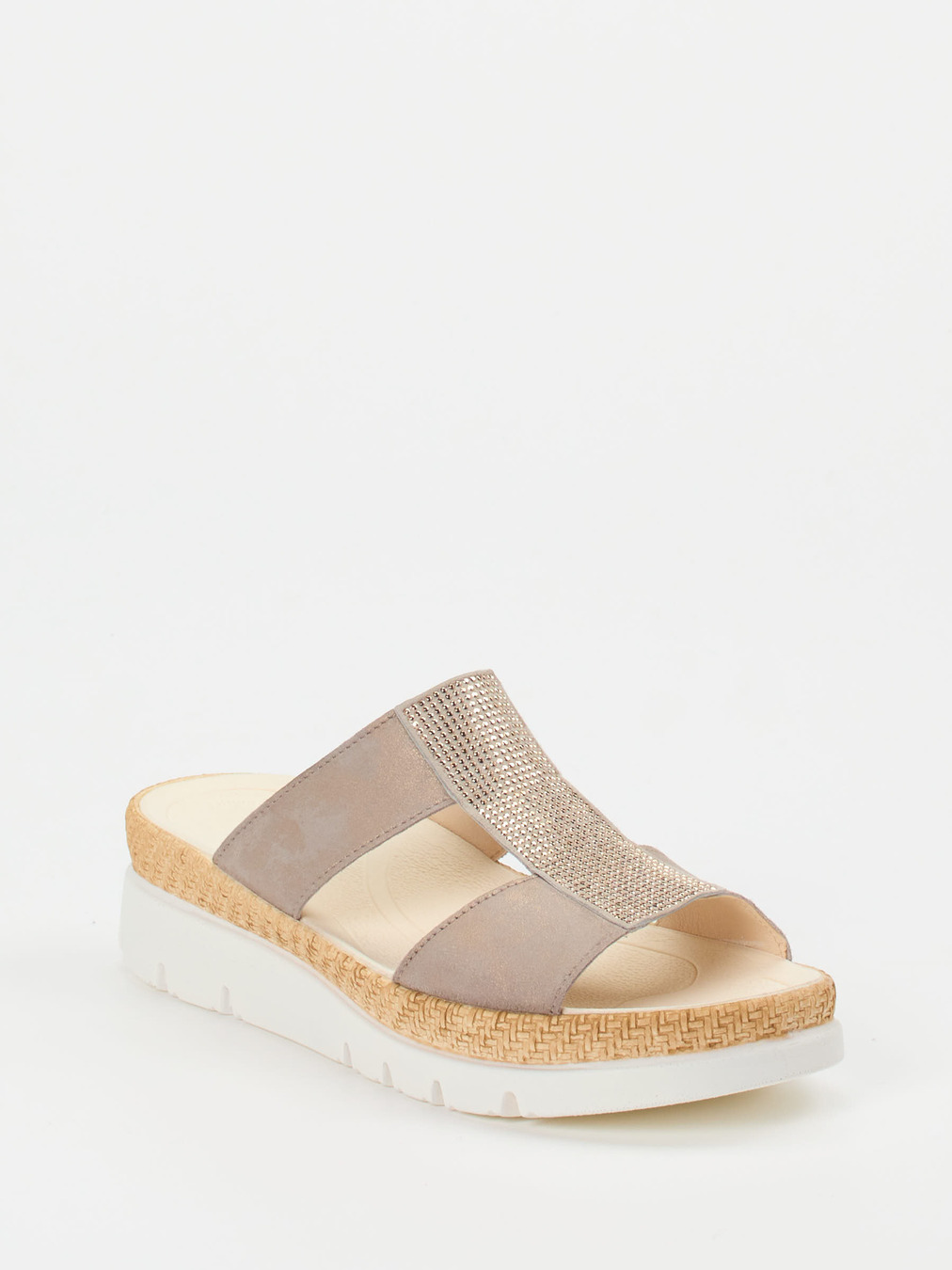 Gabor – Komfort-Pantoletten aus Veloursleder Taupe