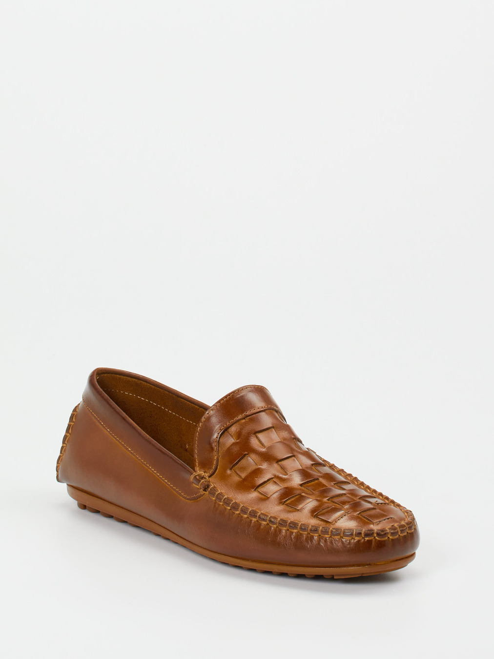 Andrea Puccini – Loafer aus Flechtleder cognacbraun