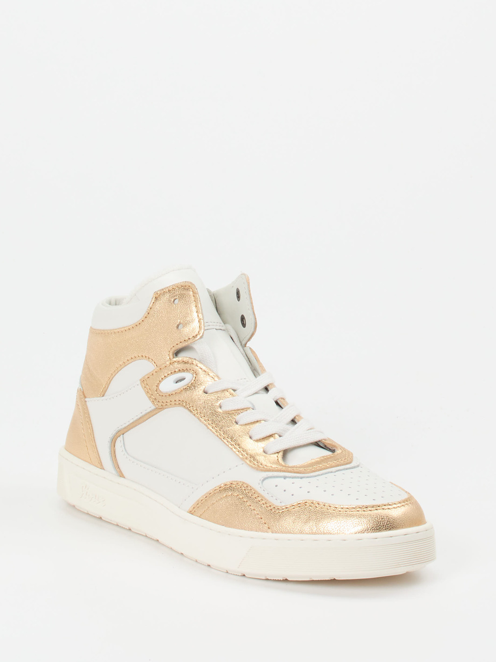 Sioux – High-Top Sneaker aus Metallicleder weiß