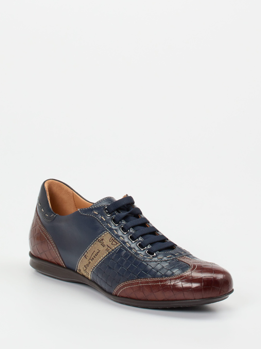 Galizio Torresi – Schnürschuhe aus geprägtem Leder Dunkelblau