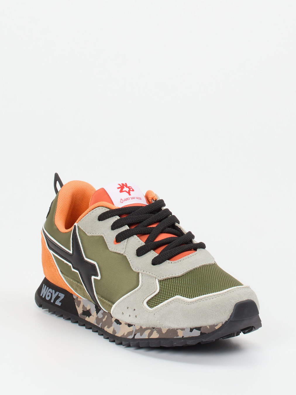 W6YZ – Sneaker aus Veloursleder und Mesh olivgrün