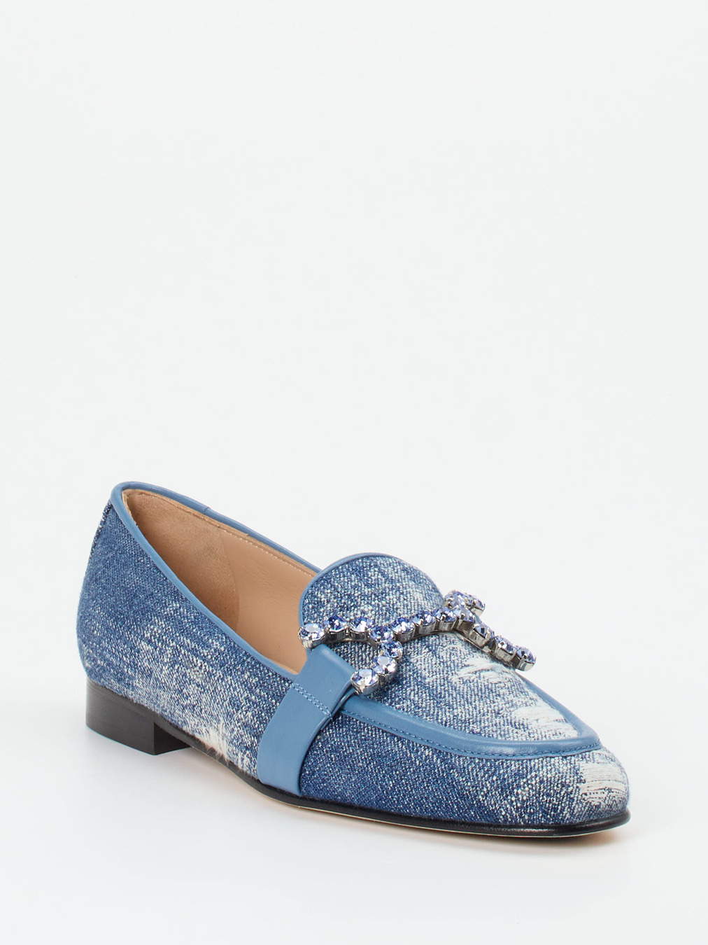 Konstantin Starke – Loafer aus Denim mit Kristallbesatz