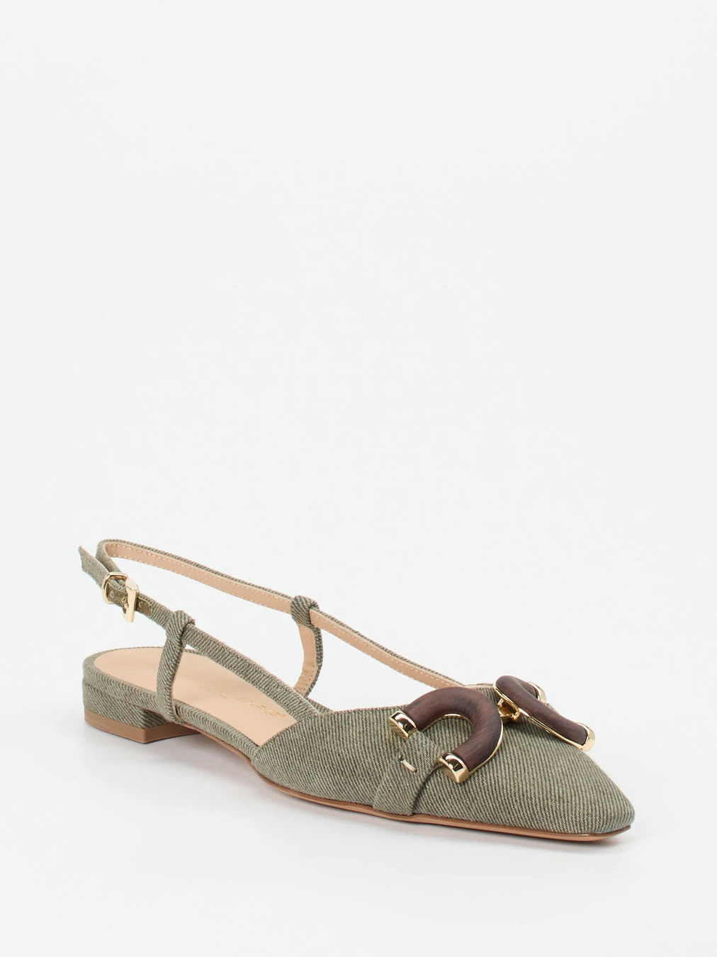 Konstantin Starke – Slingback-Ballerinas aus Textil olivgrün