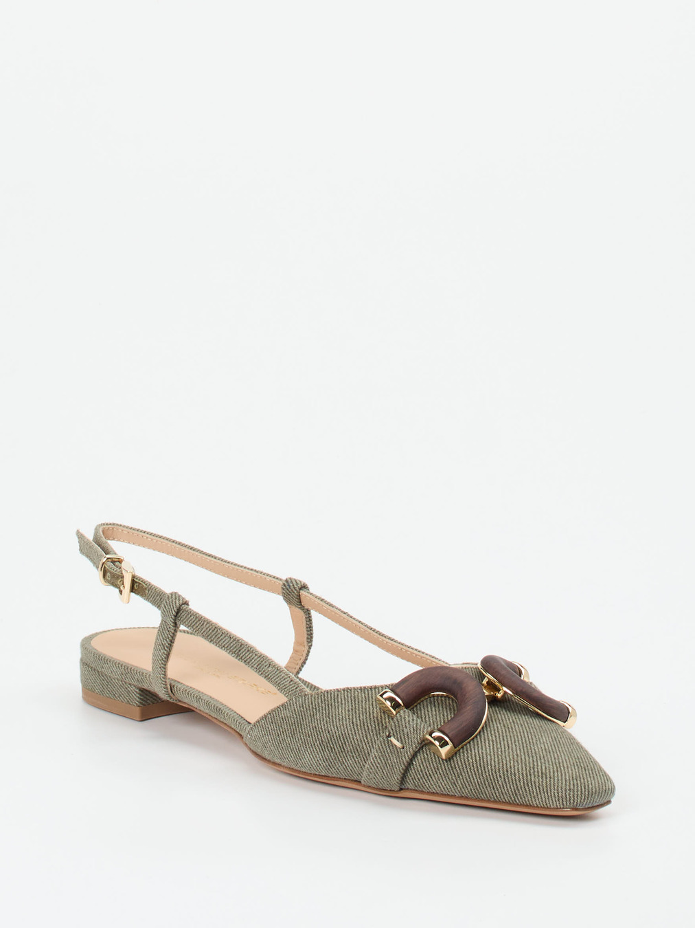 Konstantin Starke – Slingback-Ballerinas aus Textil olivgrün