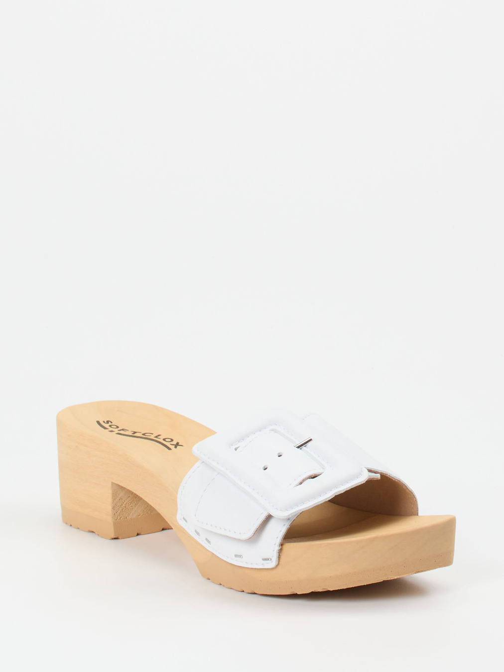 Softclox – Clogs aus Lammleder mit Holzsohle Weiß