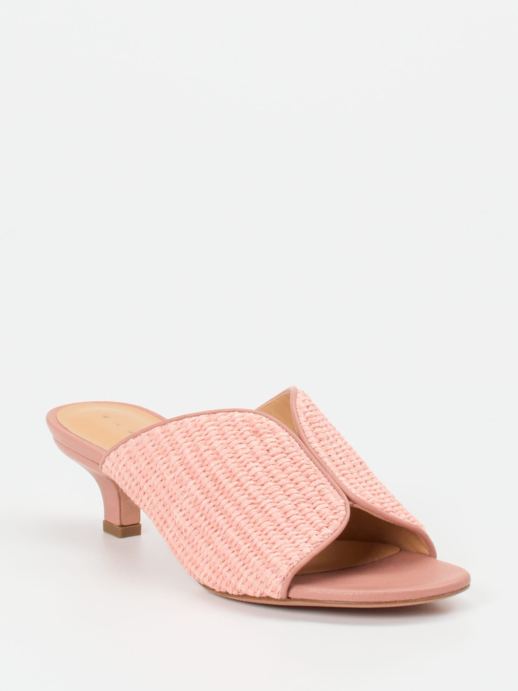 Unützer – Mules aus Kalbleder und Flechttextil rosa