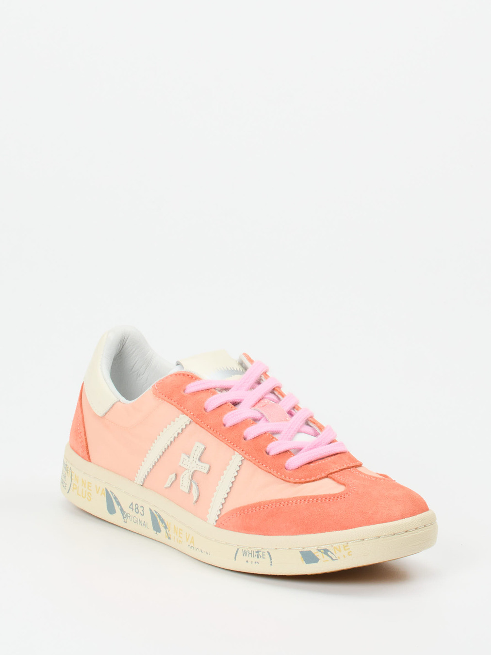 Premiata – Low-Top Sneaker aus Veloursleder lachsrosa