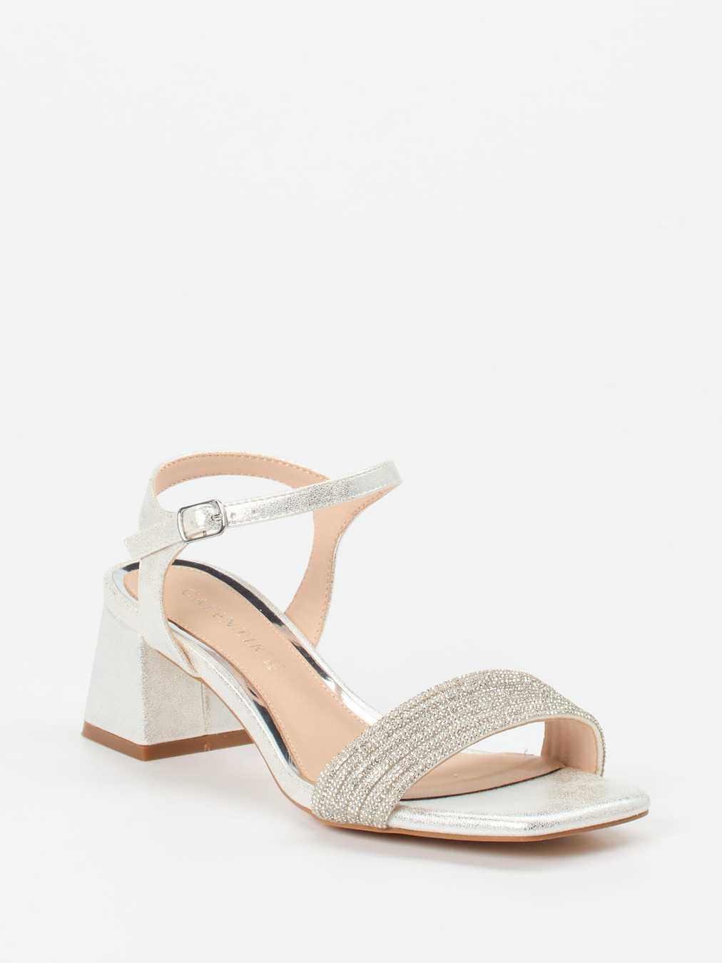 CAFèNOIR – Sandalette aus Metallicleder silber