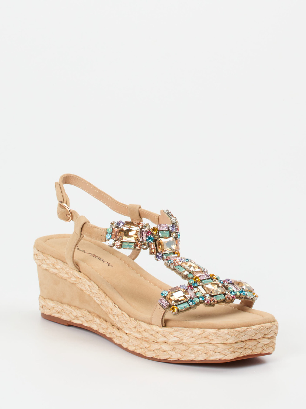 Ralph Harrison – Keilsandalette aus Veloursleder beige